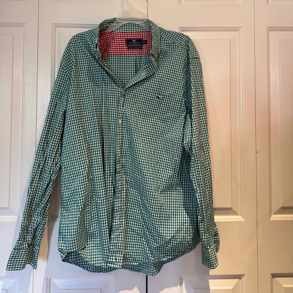 Vineyard Vines check  Green shirt size XL
